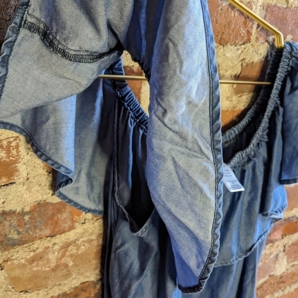 Tommy Bahama Small Denim Blue Off the Shoulder Summer Dress‎ - Picture 5 of 9